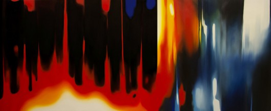 Klaudia Lata, Poza czasem, 2018, 140 × 340 cm, olej na płótnie (Źródło: materiały prasowe organizatora)
