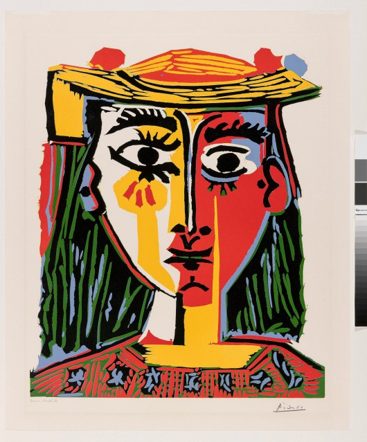 Pablo Picasso: Buste de Femme au Chapeau / Bust of a Woman in a Hat, 1962, linoryt barwny / colour linocut © Succession Picasso (źródło: materiały prasowe)