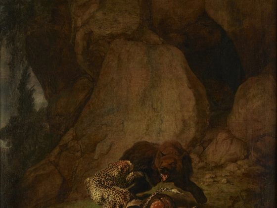 Carl Borromäus Ruthart (Gdańsk 1630?– 1703 L’Aquila), Walka niedźwiedzia z lampartem, 1660-1670, płótno, technika olejna, fot. © MNG (źródło: materiały prasowe)