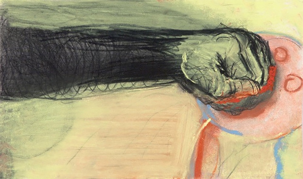 Miriam Cahn, o.T. 10.05.2012, 2012, pastel i węgiel na papierze, 39 × 23 cm (źródło: materiały prasowe)