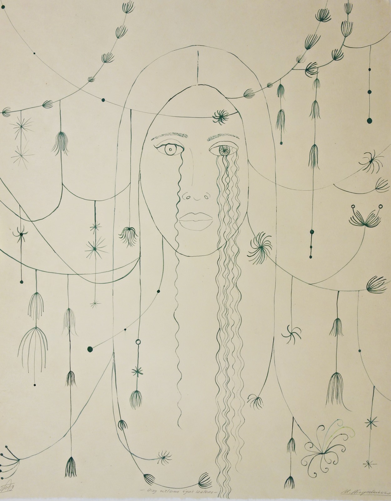 Małgorzata Malwina Niespodziewana, 2019, Oczy zielone, życie szalone, rysunek, 52 × 42 cm (źródło: materiały prasowe)