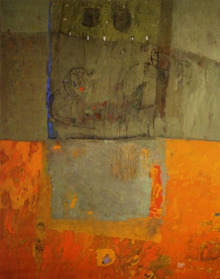 Elżbieta Kuraj, "Symetryczny szary", olej, akryl, 100x80 cm
