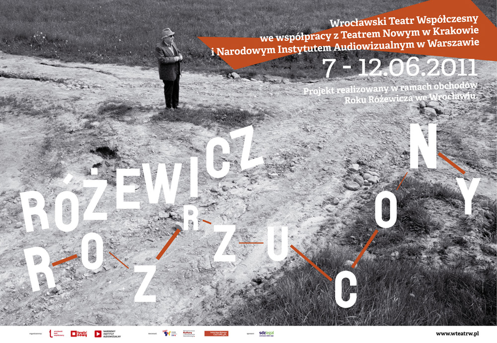 Plakat projektu "Różewicz rozrzucony", Wrocławski Teatr Współczesny