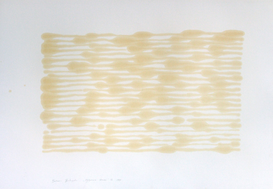 Bożenna Biskupska – z cyklu: Wytyczanie obrazu, Linia 12, 72x101cm, papier, olej lniany, 1997 (źródło:materiały organizatora)