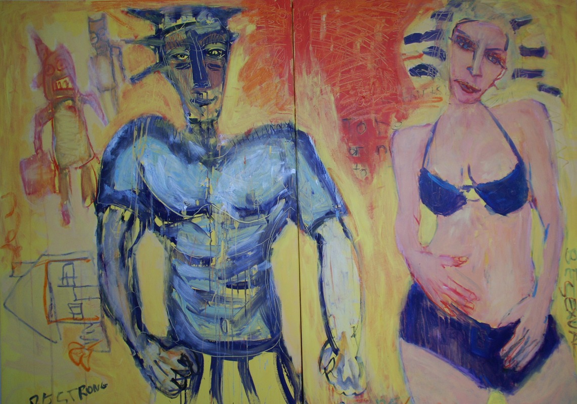 Piotr Ambroziak, „Stereotypes”, 2012, olej, akryl, płótno, dyptyk 200 x 300 cm (źródło: materiały prasowe)