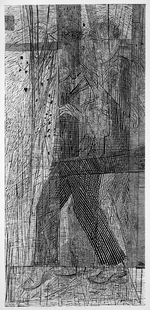 Joanna Piech, „Lekcja tańca dla zawaansowanych III”, linoryt, 155 x 72 cm (160 x 80 cm), 2006 (źródło: materiały prasowe organizatora)