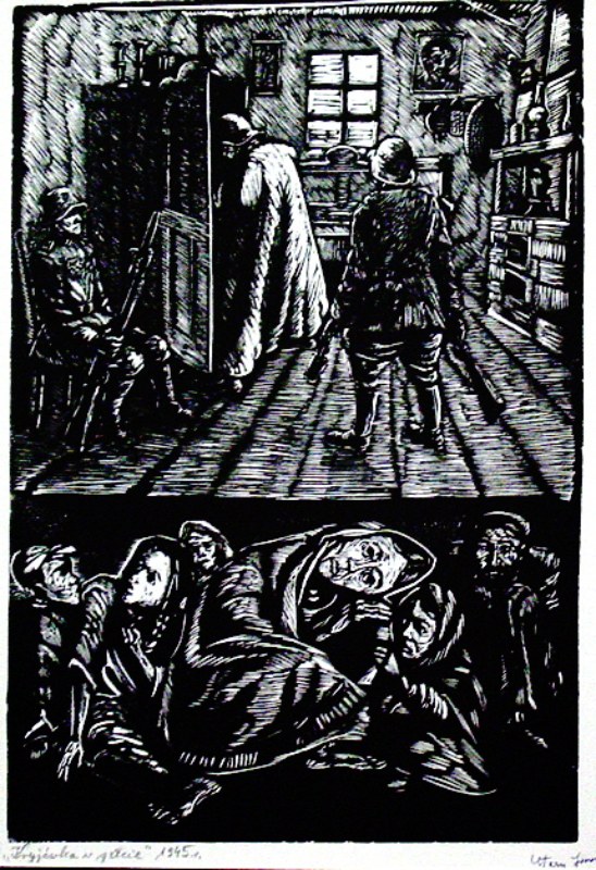 Jonasz Stern, „Kryjówka w Getcie”, 1945, drzeworyt, 37 x 26 (źródło: materiały prasowe)