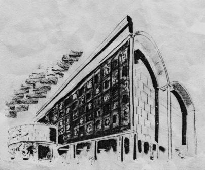 Pawilon Polski, Wystawa Światowa w Nowym Jorku, 1938, reprodukcja, Tadeusz Barucki (źródło: materiały prasowe organizatora)