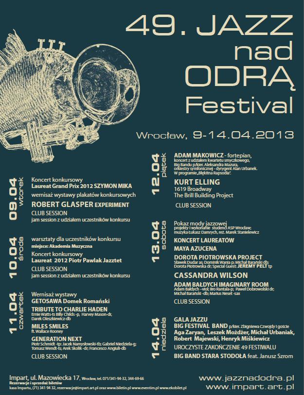 49 Festiwal Jazz nad Odrą, afisz (źródło: materiał prasowy)