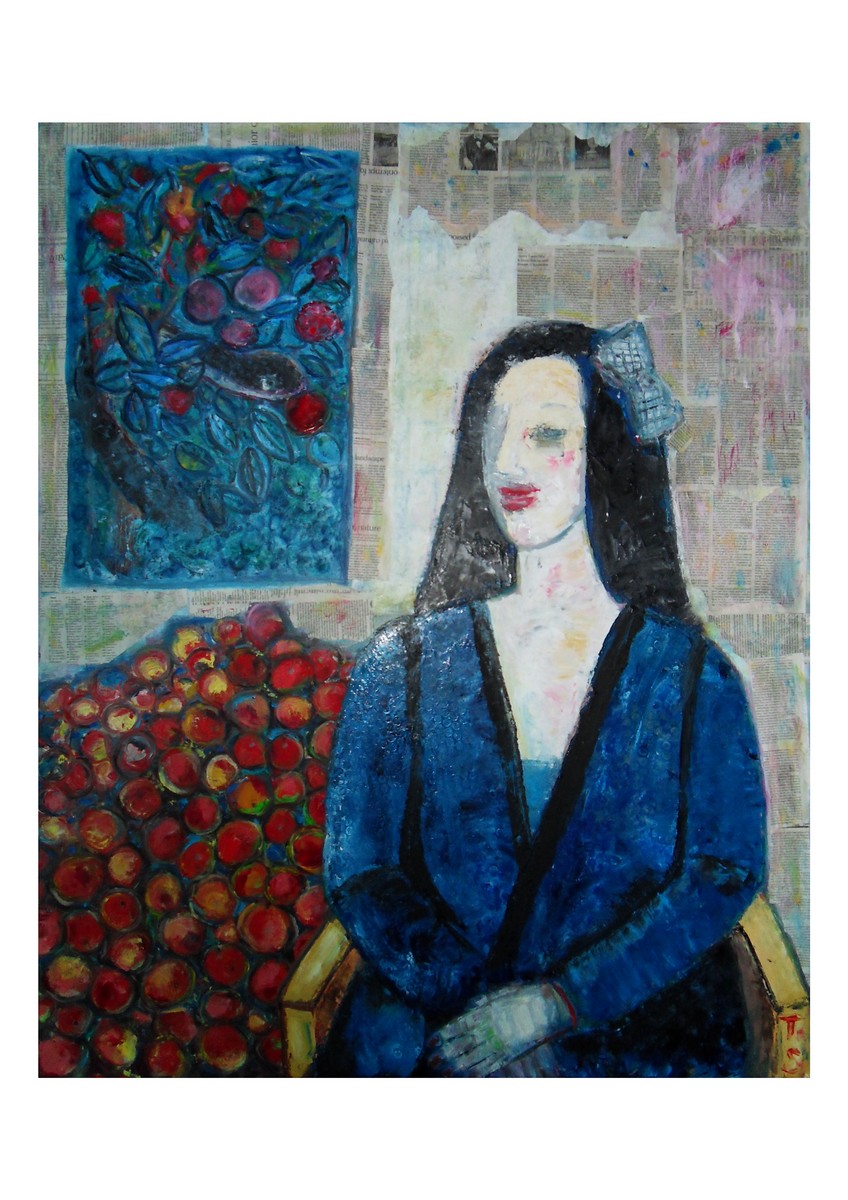 Tajana Semane, „Jabłko”, 2013, 120x100 cm, technika mieszana, z cyklu: „Jabłko” (źródło: materiały prasowe ZPAP)