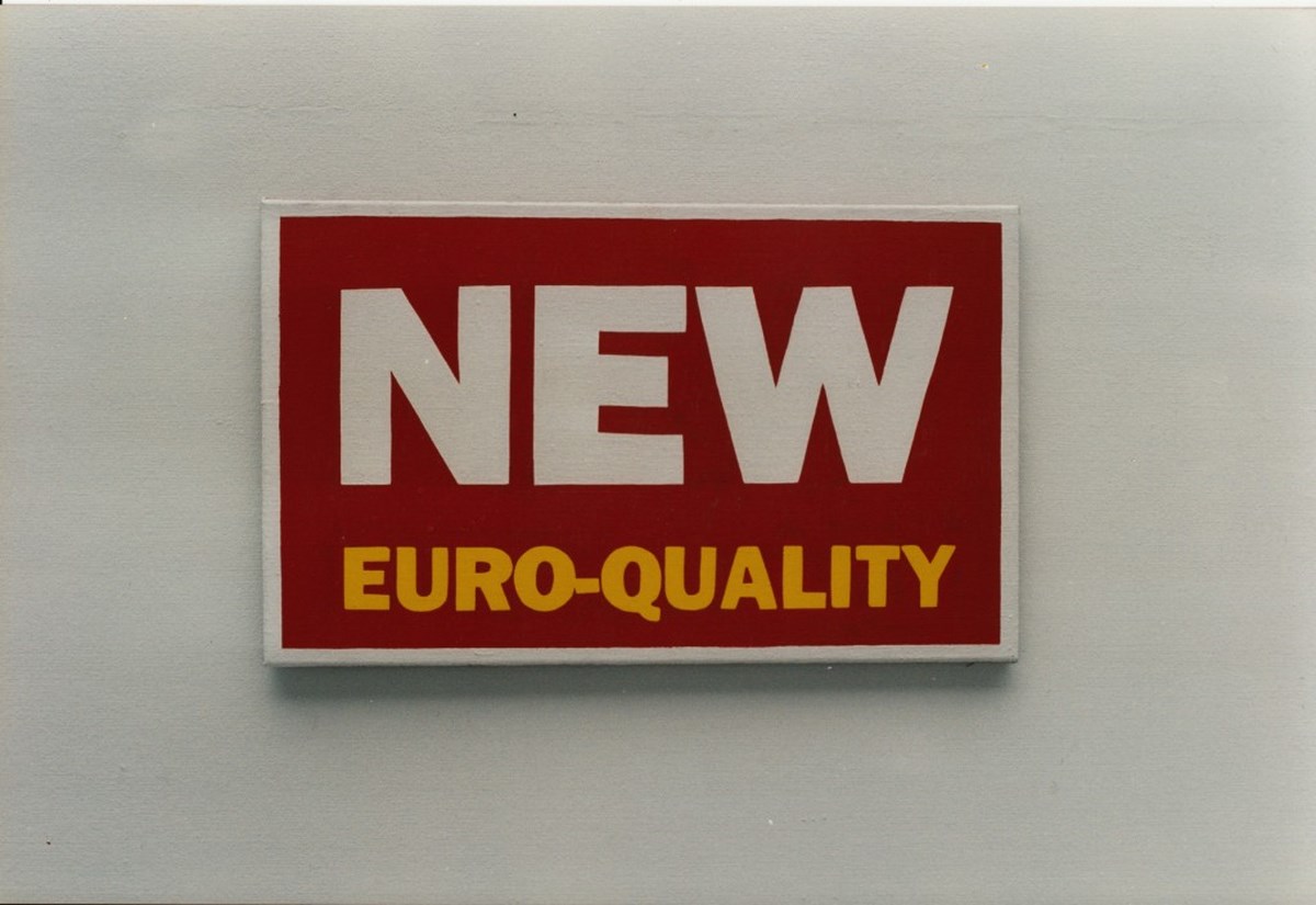 Guido Münch, bez tytułu (new euro quality) 1996, olej na płótnie, 50 x 70 cm (źródło: materiały prasowe organizatora)