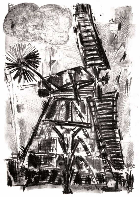 Rysunek węglem „Wiatrak dla Psich lat”, Berlin 1960-61 (źródło: materiały prasowe organizatora)