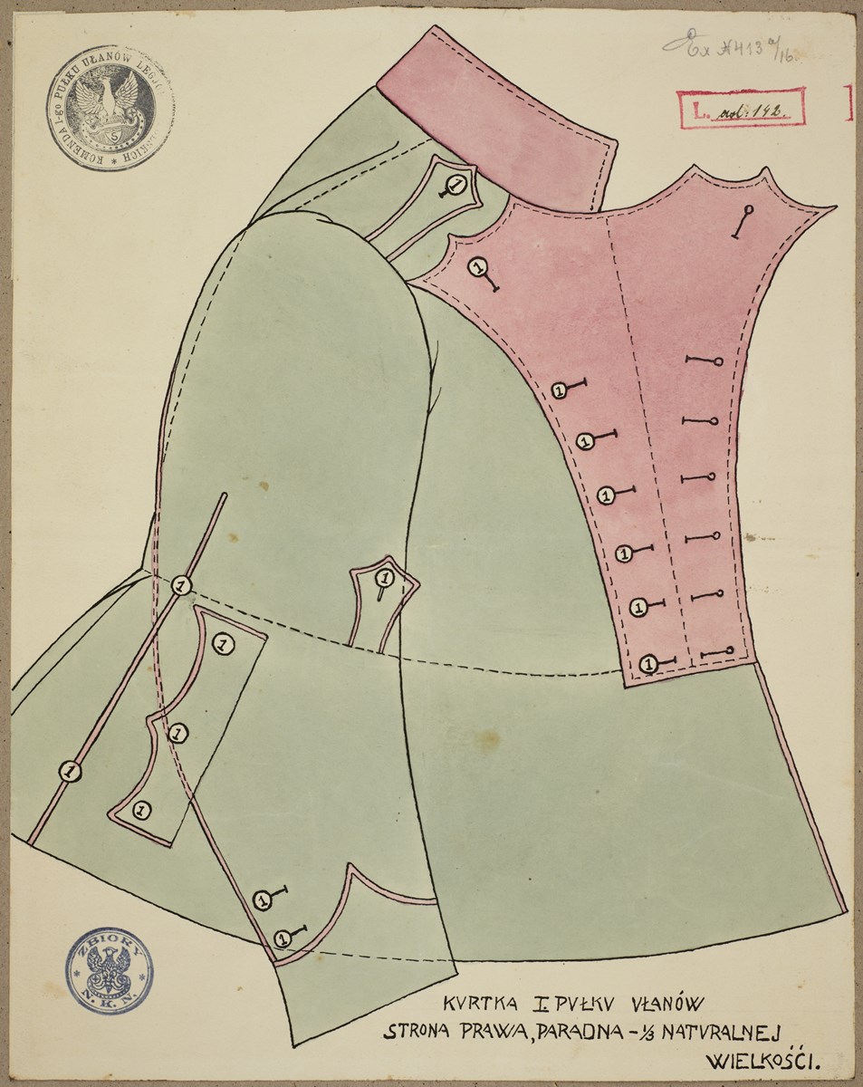 Stefan Filipkiewicz, projekt kurtki dla 1 pułku ułanów, 1916 (źródło: materiały prasowe)