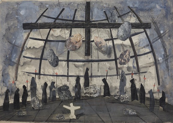 Józef Szajna, projekt scenografii do opery „Faust” Charlesa Gounoda, Miejski Teatr Muzyczny – Opera i Operetka w Krakowie, 1967, wł. Archiwum Opery Krakowskiej (źródło: materiały prasowe organizatora)