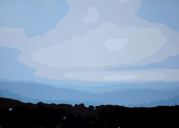 Artur Trojanowski, „Wieczór w Lanckoronie”, 2014, 140 x 195 cm, akryl, płótno (źródło: materiały prasowe organizatora)