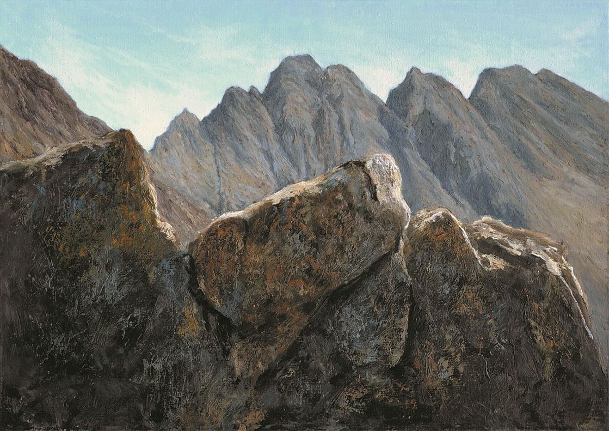 Mirosław Koprowski, „Zapach granitu (Trawersując ku Żelaznym Wrotom)”, 2009–2010, olej, płótno, 65 x 92 cm (źródło: materiały prasowe organizatora)