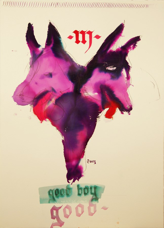 Maciej Olekszy, „Good boy”, atrament na papierze, 105x75 cm, 2013 (źródło: materiały prasowe organizatora)