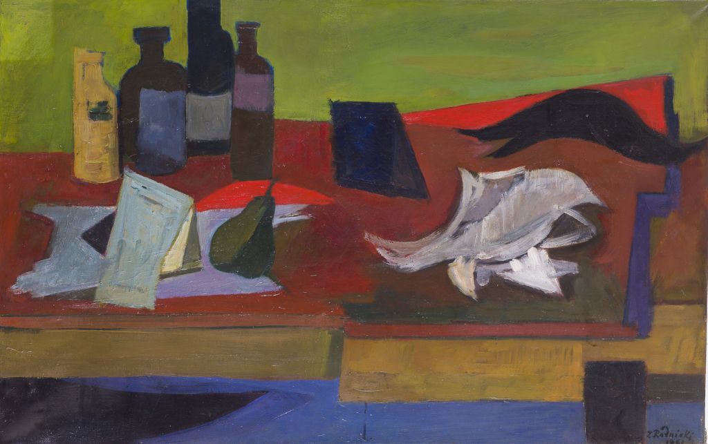 Zygmunt Radnicki, „Martwa natura na czerwonym stole”, 1961, olej, płótno, Muzeum Narodowe w Krakowie (źródło: materiały prasowe organizatora)