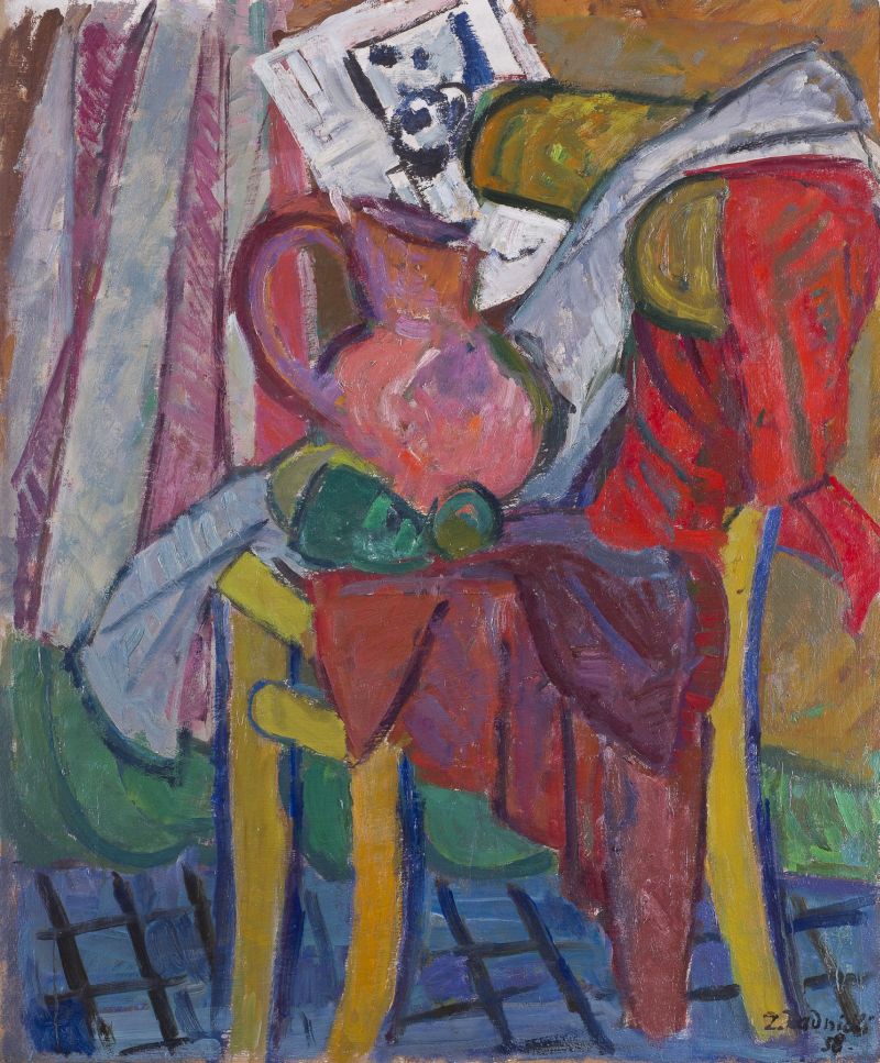Zygmunt Radnicki, „Martwa natura na krześle”, 1958, olej, płótno, Muzeum Narodowe w Krakowie (źródło: materiały prasowe organizatora)