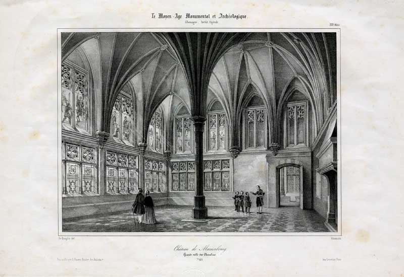 Letni Refektarz w Pałacu Wielkich Mistrzów w Malborku Z: Le Moyen-Âge Monumental et Archéologique, Paris 1840 Lit. Charles Villemin (czynny w Paryżu w latach 1835-1849) według obrazu Domenica Quaglio, ok. 1840 papier, litografia Muzeum Zamkowe w Malborku; nr inw. MZM/R/776 (źródło: materiały prasowe organizatora)