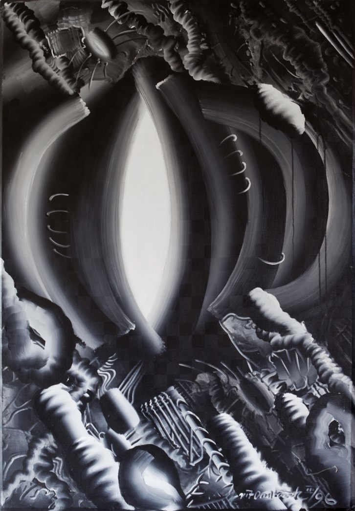 Vít Ondráček „Czarna magia”, akryl na płótnie, 88 x 24 cm, 1996 (źródło: materiały prasowe)