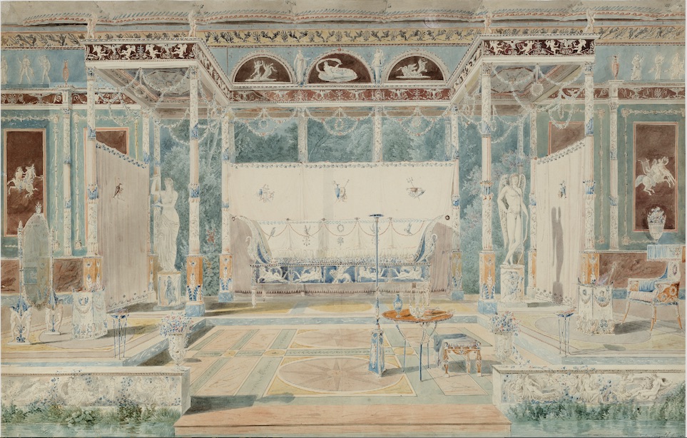 Charles Percier, „Projekt dekoracji w stylu pompejańskim”, 1793, Paryż, Bibliothèque Thiers, fot. © François Doury (źródło: materiały prasowe organizatora)
