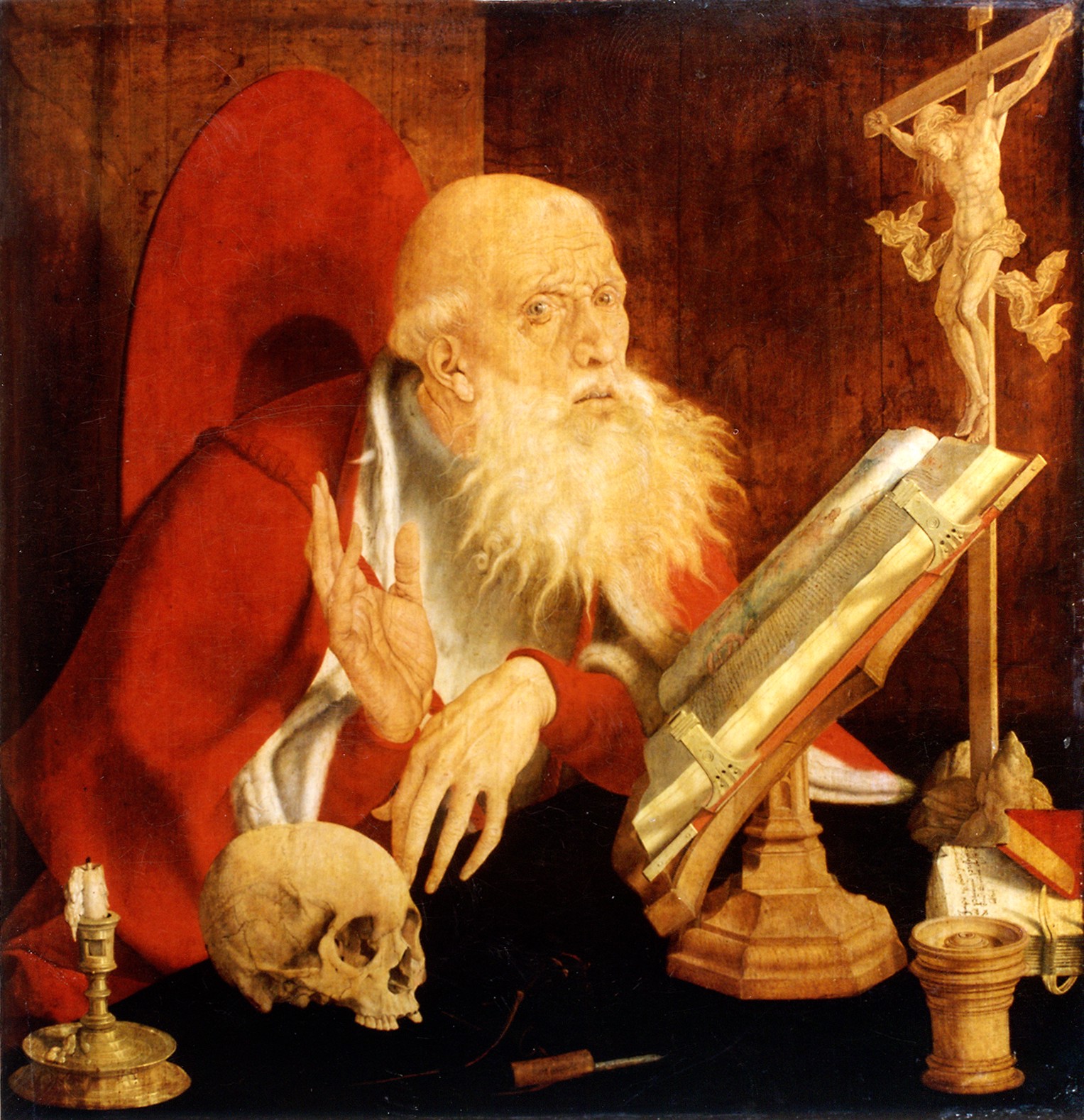 Marinus van Reymerswaele (ok. 1490 – ok. 1546), „Święty Hieronim w pracowni”, olej na desce dębowej, 82 x 82 cm, Muzeum Narodowe Brukenthala w Sibiu, Rumunia (źródło: materiały prasowe organizatora)