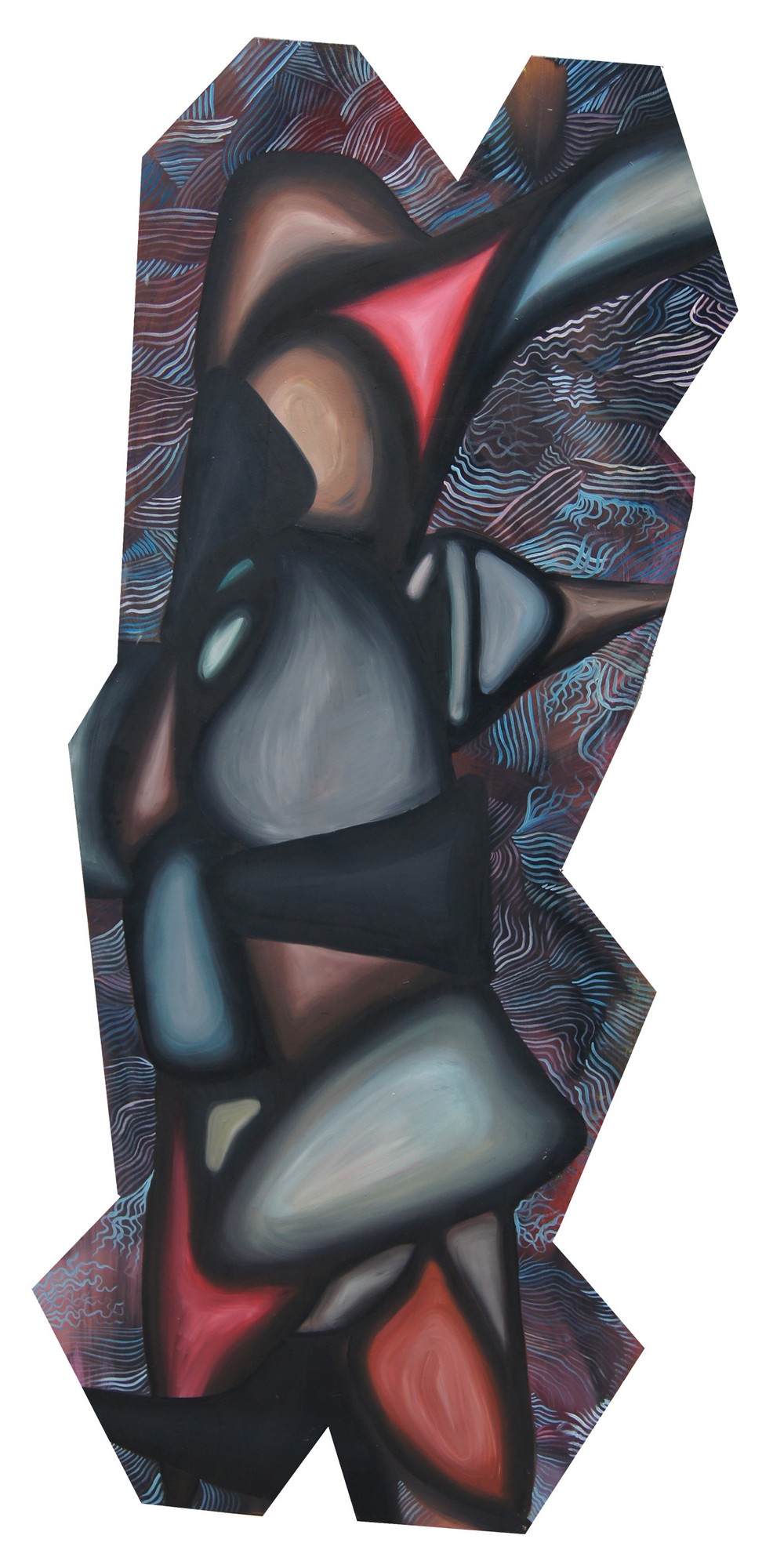 Ziemowit Fincek, „Zagubiony w przestrzeni”, 162 x 65 cm, sklejka, olej, 2014 (źródło: materiały prasowe)