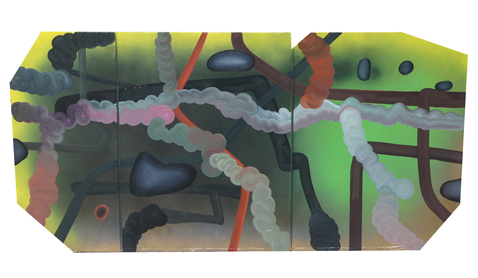 Ziemowit Fincek, „Krokosmos”, 50x120cm, sklejka, olej, 2014 (źródło: materiały prasowe)