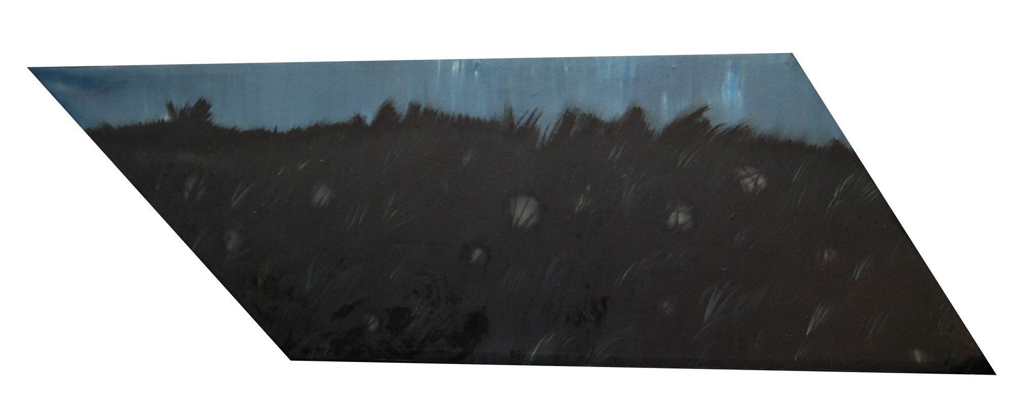 Ziemowit Fincek, „Miasto w trawie”, 38x117 cm, olej na płótnie, 2015 (źródło: materiały prasowe)