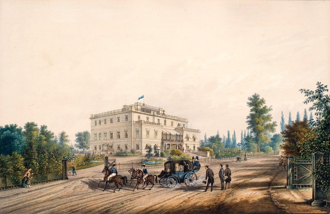 J. Rieden & W. Knippel, „Widok pałacu w Sławięcicach” , ok. 1849, w zbiorach Muzeum Narodowego we Wrocławiu (źródło: materiały prasowe organizatora)