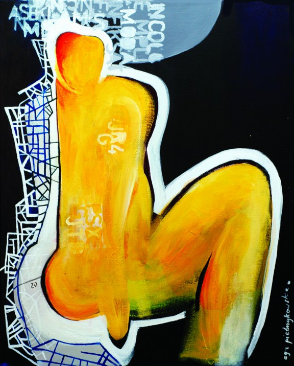 Agnieszka Pietrzykowska, „Akt żółty”, 2015, akryl, płótno, 50x60 cm (źródło: materiały prasowe)
