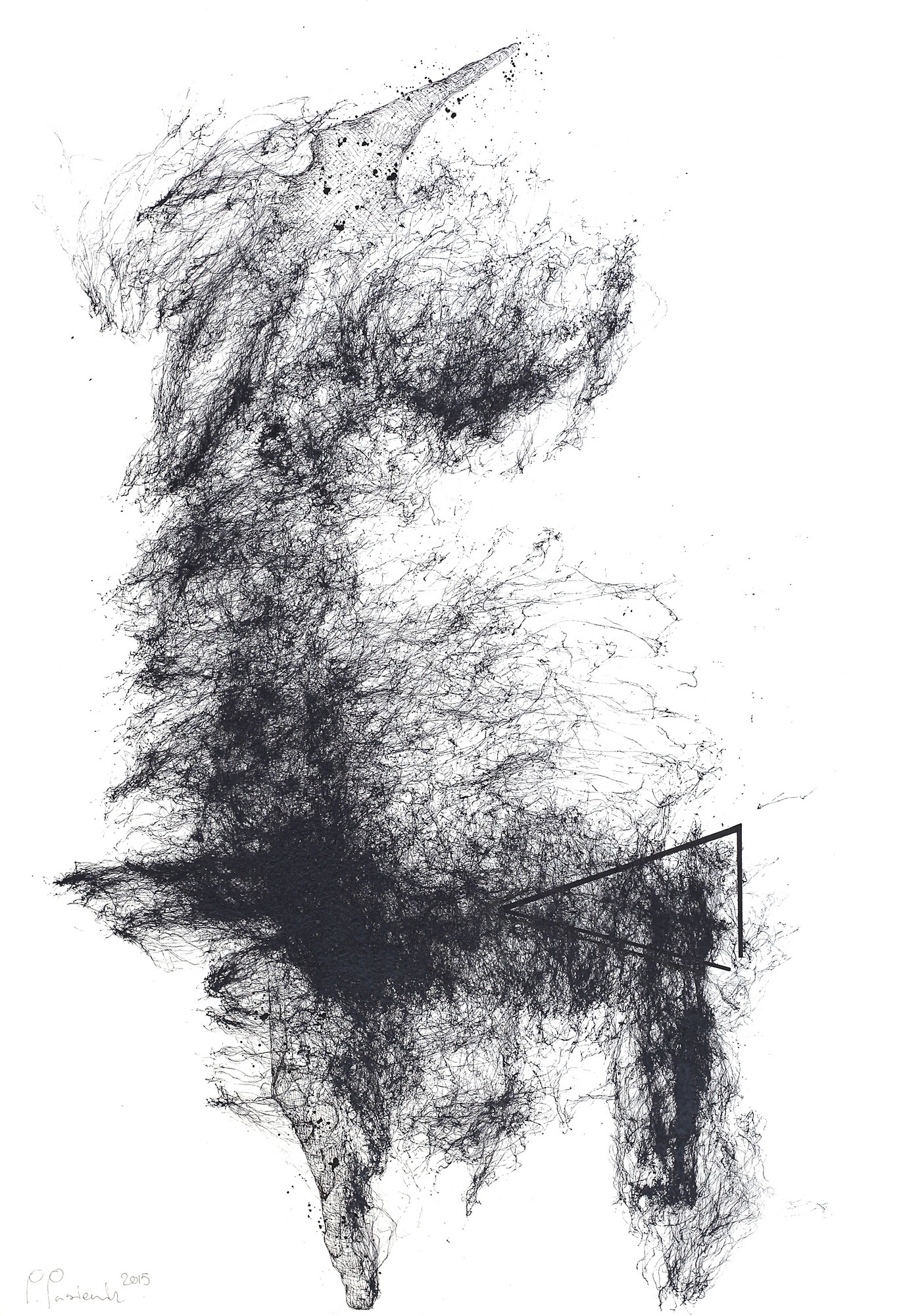 Piotr Pasiewicz, „Puls-Impuls VII”, 2015, 100x70 cm, technika własna na papierze (źródło: materiały prasowe organizatora)