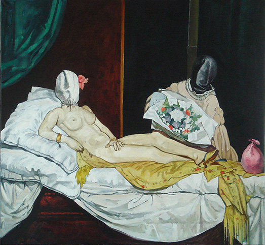 The Krasnals. Whielki Krasnal, „Olimpia. Piękno zakryte. Tribute to Edouard Manet and Christo”, z cyklu „Piękno w Sztuce”, 2012 (źródło: materiały prasowe organizatora)
