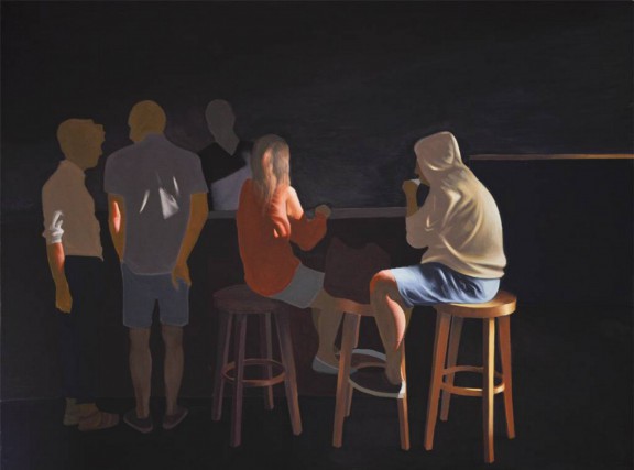 Dariusz Milczarek, „W kawiarni”, 2012, 150x200 cm, tempera żółtkowa, płótno (źródło: materiały prasowe)