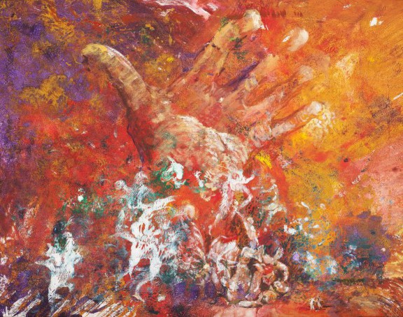 Mira Żelechower-Aleksiun, „Exodus”, 2002, akryl na płótnie, 80 x 60 cm (źródło: materiały prasowe)
