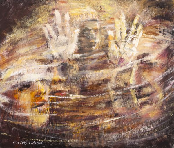 Mira Żelechower-Aleksiun, „Z cyklu Rut. Za zasłoną”, 2015, akryl na płycie, 60 x 70 cm (źródło: materiały prasowe)