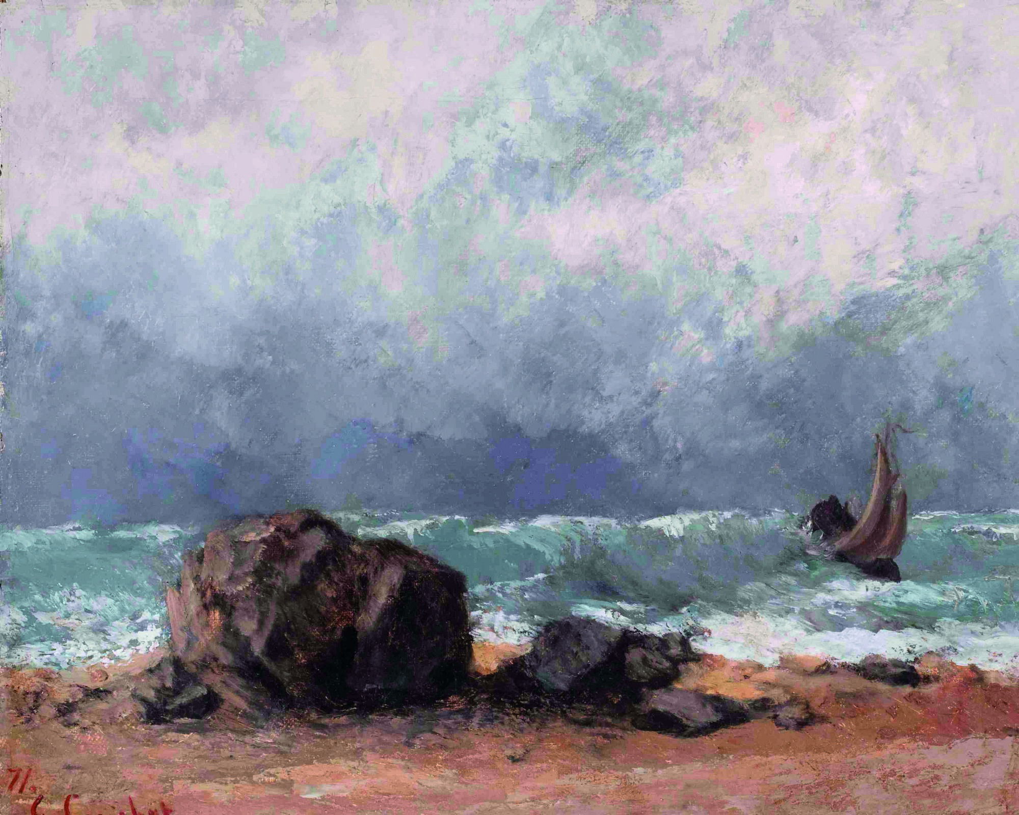 Gustave Courbet, „Pejzaż morski przy sztormowej pogodzie” (1871) (źródło: materiały prasowe Muzeum Narodowego w Gdańsku)