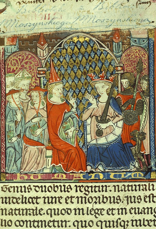 „Papież i król - wykonawcy prawa średniowiecznego, miniatura na pierwszej karcie rękopisu Dekretu Gracjana”, ok. 1300 r., fot. I Marciszuk (źródło: materiały prasowe organizatora)