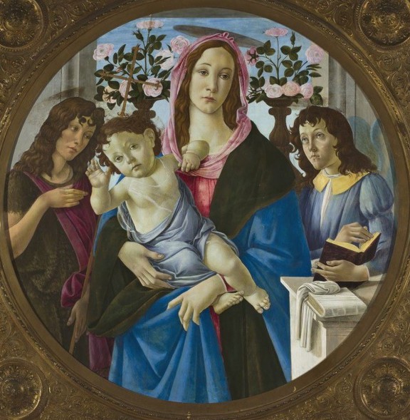 Sandro Botticelli (1445–1510), „Madonna z Dzieciątkiem, świętym Janem Chrzcicielem i aniołem”, ok.1480–1510 (źródło: materiały prasowe organizatora)