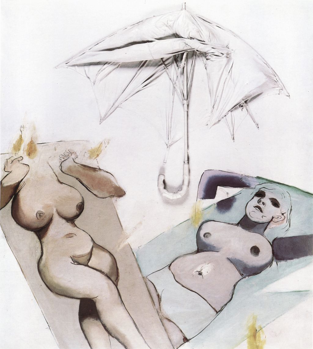 Tadeusz Kantor, „Emballage, przedmioty, postacie nr 4”, 1968, olej, parasol, płótno, wł. Muzeum Sztuki w Łodzi (źródło: materiały prasowe organizatora)