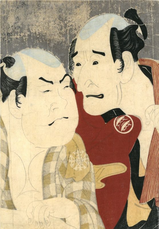 Tōshūsai Sharaku, Aktorzy Nakajima Wadaemon jako Bōdara Chōzaemon i Nakamura Konozō jako Gon, przewoźnik, w sztuce „Katakiuchi Noriai Banashi” (źródło: materiały prasowe organizatora)
