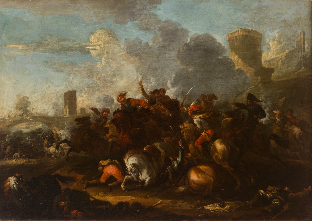 August Querfurt – krąg, „Scena batalistyczna”, 1740–1750, olej na płótnie, Słowacka Galeria Narodowa, Bratysława (źródło: materiały prasowe organizatora)