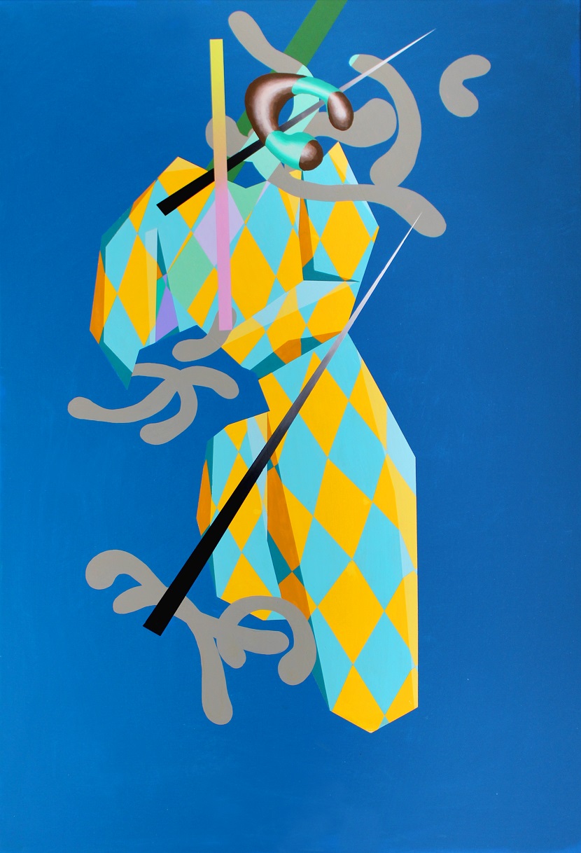 Marcin Kowalik, „Pierrot”, 2017, 80 x 140 cm, akryl na płótnie (źródło: materiały prasowe organizatora)