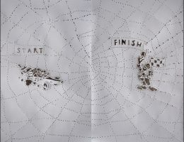 Bogusław Bachorczyk, „Start–Finish – dyptyk”, 2006, papier, perforacja, 190x220 cm (źródło: materiały prasowe organizatora)