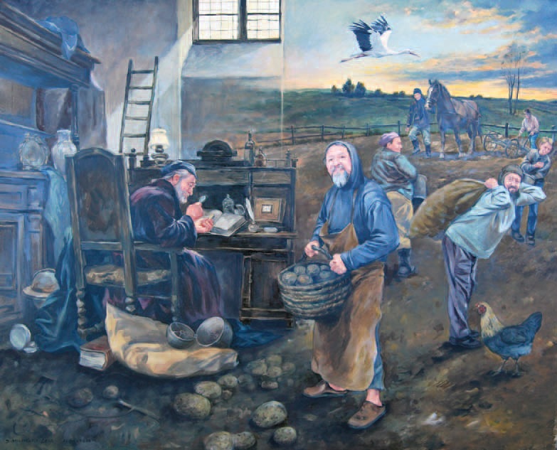 Dariusz Miliński, „Naukowcy i Kartoflarze”, 2017, olej na płótnie, 160×130 (źródło: materiały prasowe organizatora)
