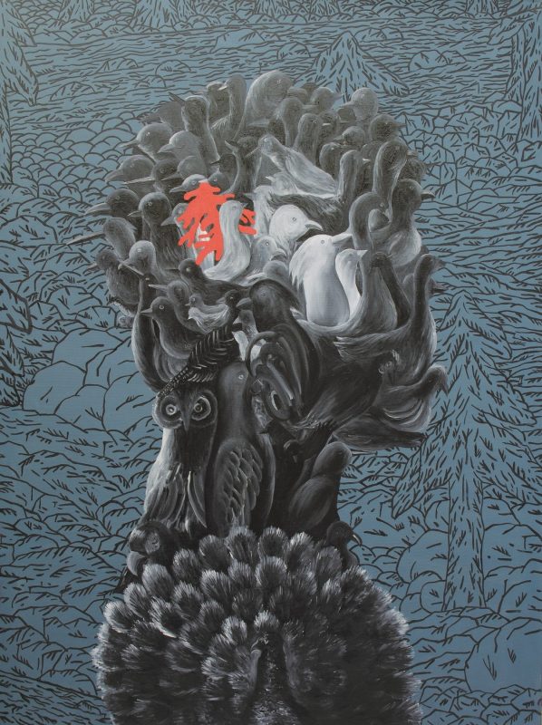 Małgorzata Wielek-Mandrela, „Ptakolud”, 2009, 200x150 cm (źródło: materiały prasowe organizatora)
