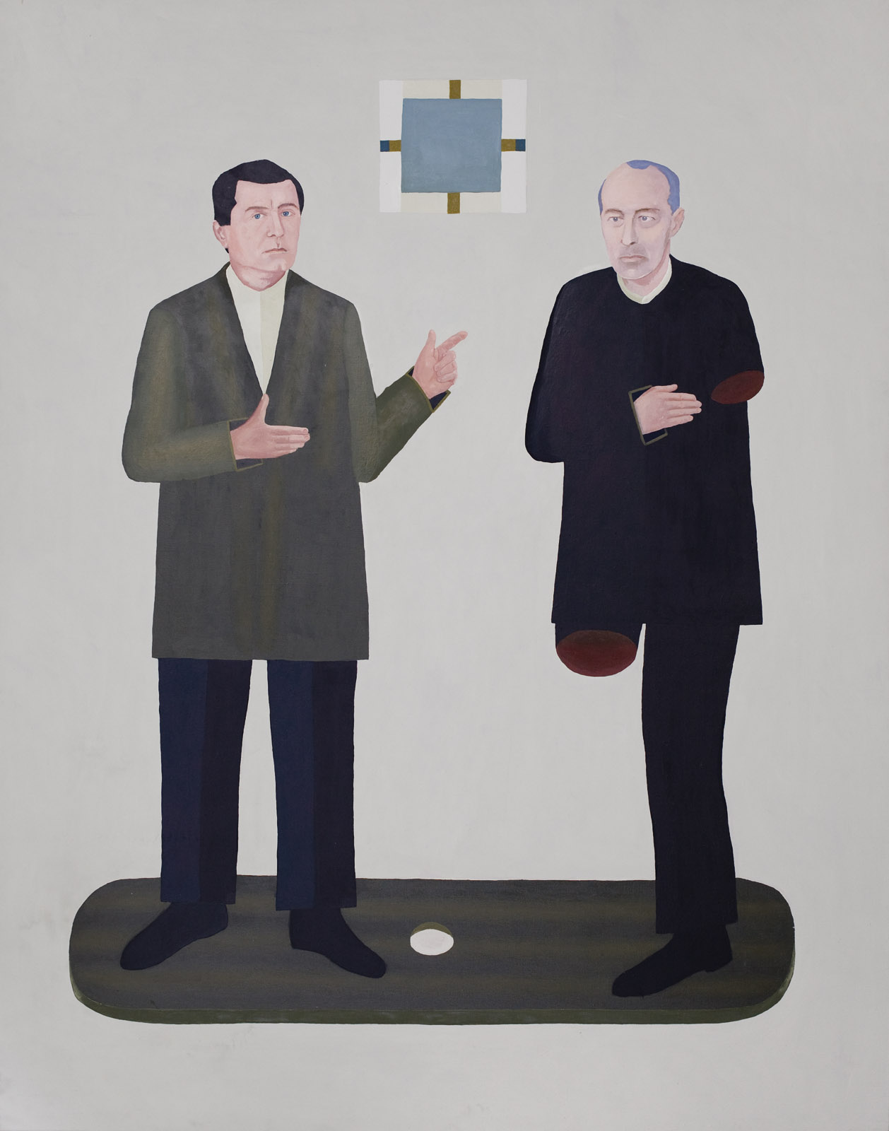 Ignacy Czwartos (1966), „Malewicz i Strzemiński”, 2015; olej, płótno;180 x 150; dzięki uprzejmości Galerii Zderzak, fot. Marcin Kucewicz (źródło: materiały prasowe organizatora)