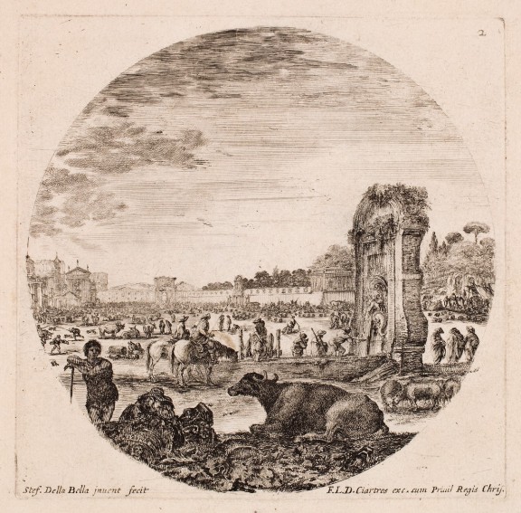Targ bydlęcy (Forum Boarium) z cyklu „Widoki i ruiny Rzymu”, ok. 1644-1646 (źródło: materiały prasowe organizatora)