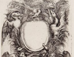 Stefano Della Bella, „Kartusz z wodorostami i pięcioma kaczkami”, z cyklu „Nouuelles inuentions de cartouches...”, 1647 (źródło: materiały prasowe organizatora)